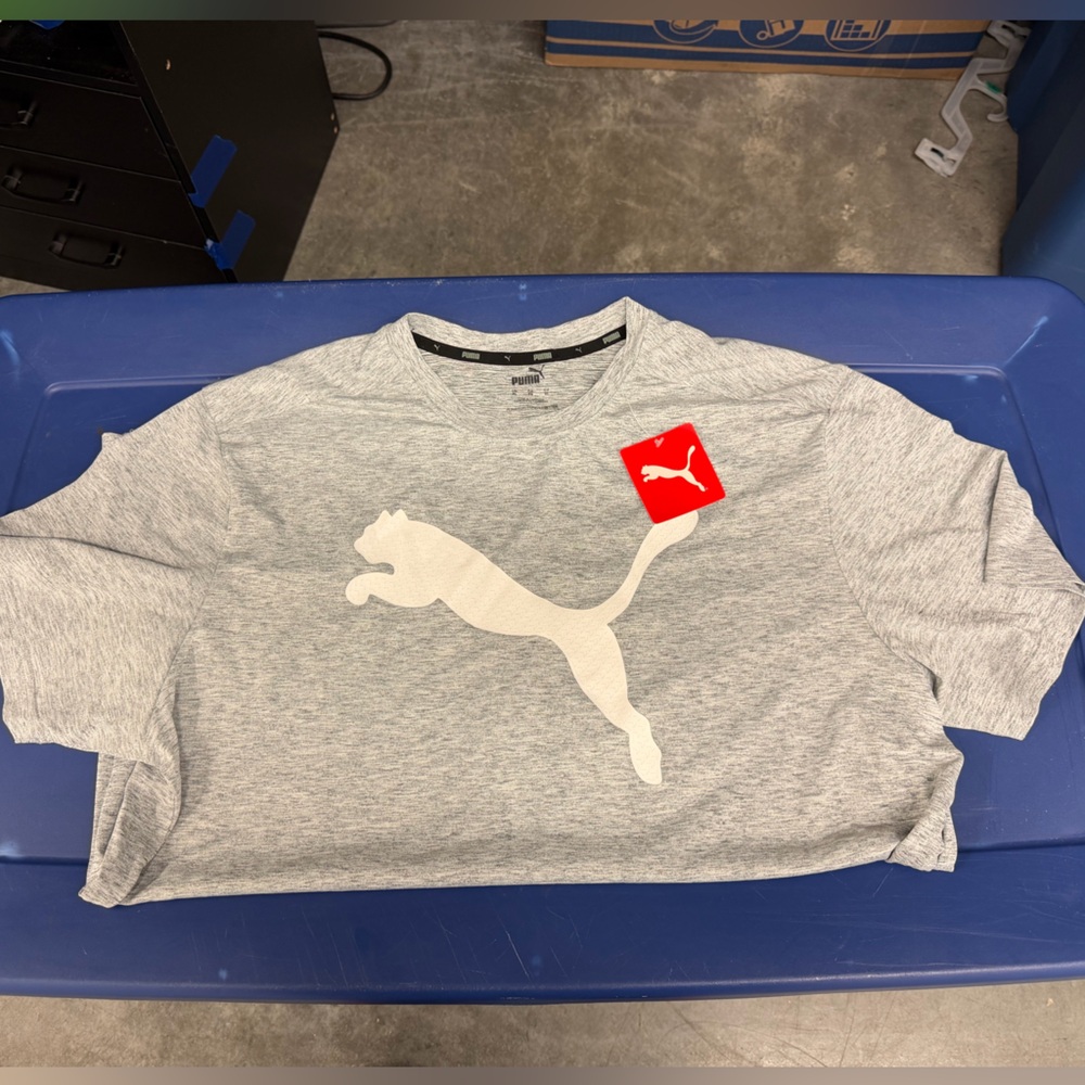 Puma Gray Tee with White Puma Logo